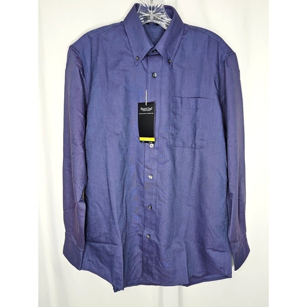 River's End Men's Blue Long Sleeve Button Down Dress Shirt Size Small NWT